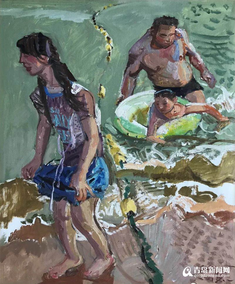 油画作品畅想回归自然 青岛叙事展出张瑜海边系列作品